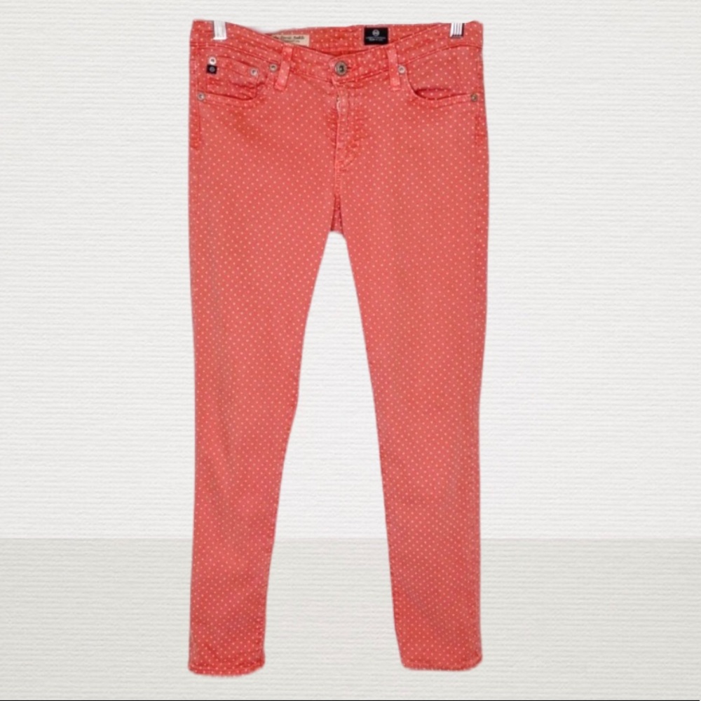 AG 27R Stevie Polka Dot Ankle Mid-Rise Skinny